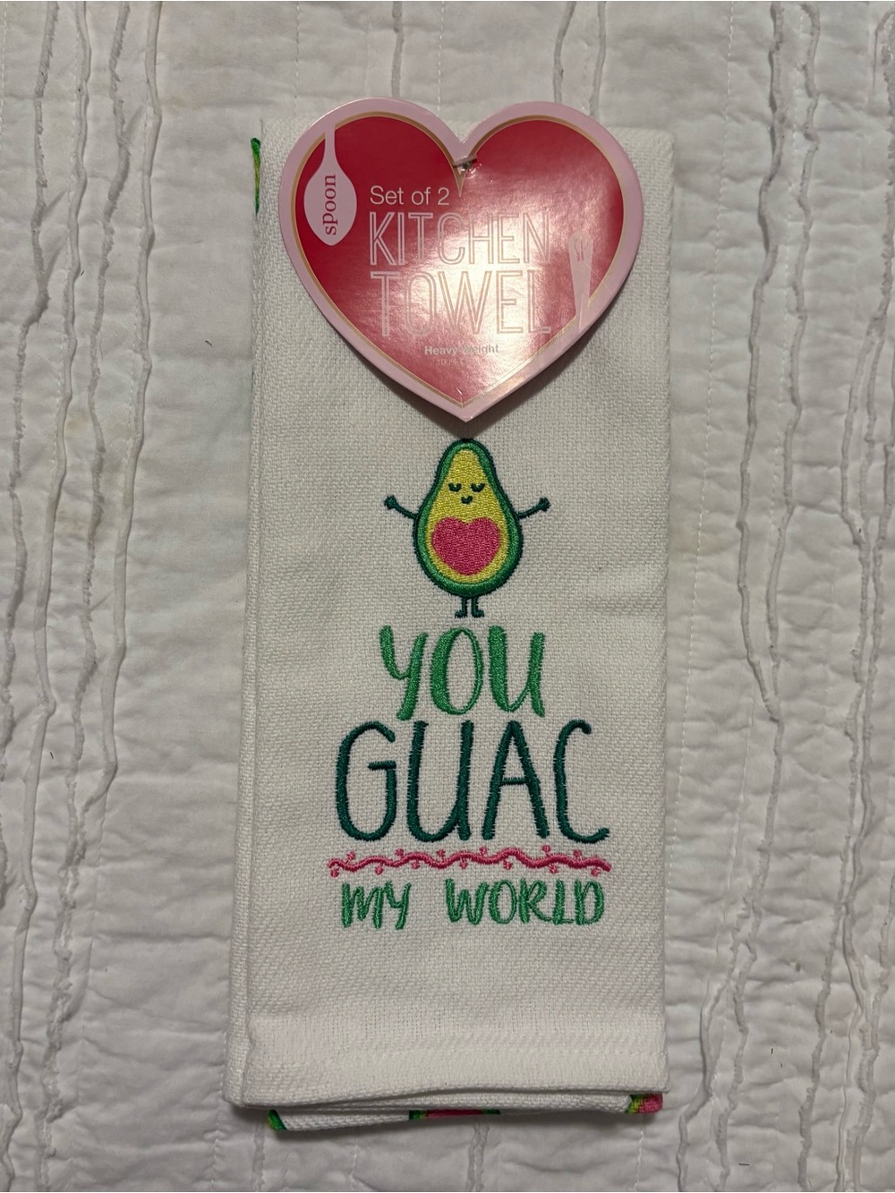 Avocado you guac my world embroidered dish towel set
